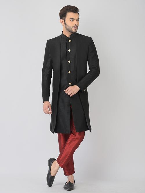 men mandarin neck sherwani ethnic wear set - 21098151 - Very Small Image - 1