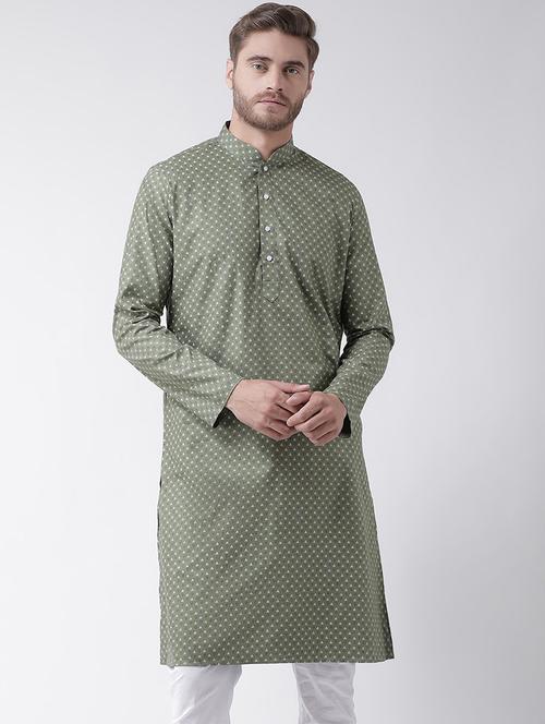 green cotton blend short kurta - 21098605 - Very Small Image - 1