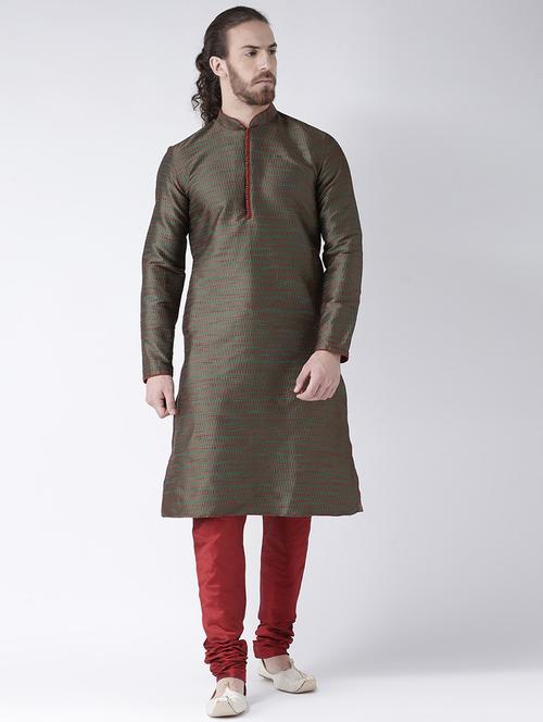 green cotton blend short kurta - 21098669 - Very Small Image - 1