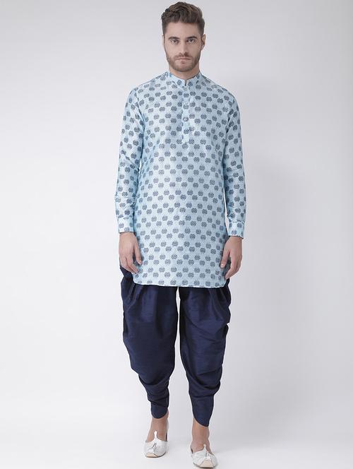 blue silk blend short kurta - 21098742 - Very Small Image - 1