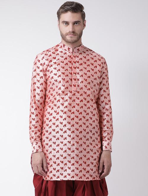 pink silk blend pathani kurta - 21098746 - Very Small Image - 1