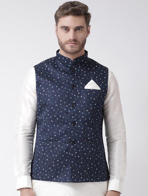 multi colored cotton blend nehru jacket - 21098830 - Very Small Image - 1