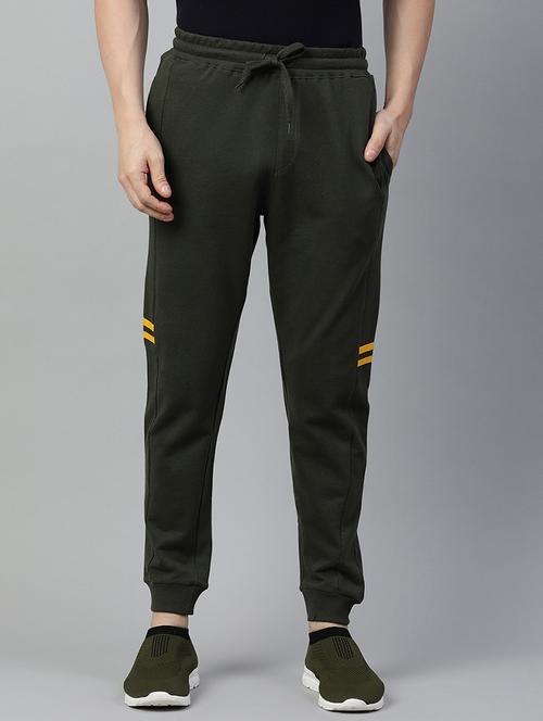 solid olive cotton blend joggers - 21099496 - Very Small Image - 1