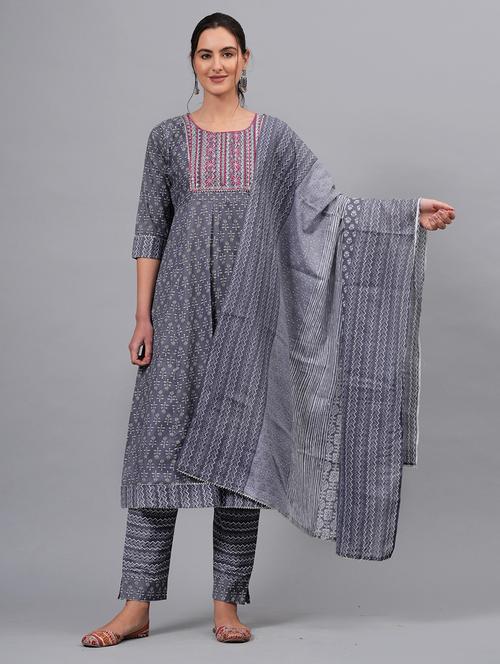 women printed kurta bottom with dupatta set - 21100094 - Very Small Image - 1