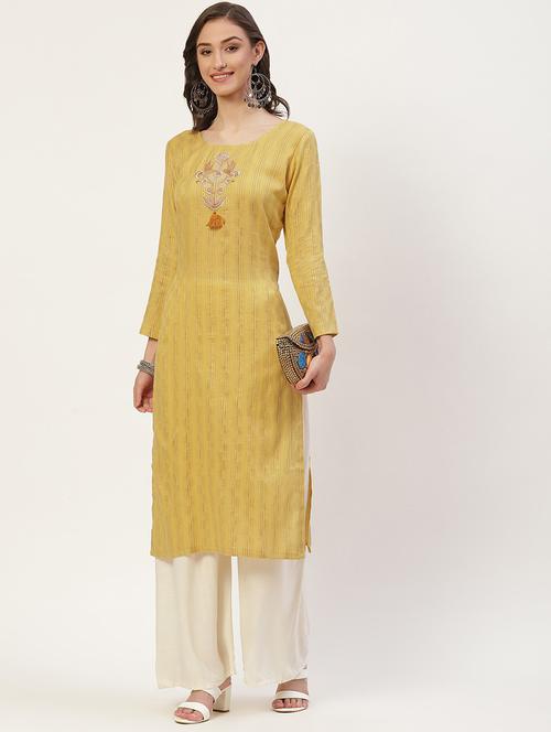 women three quarter sleeves straight kurta - 21100258 - Very Small Image - 1