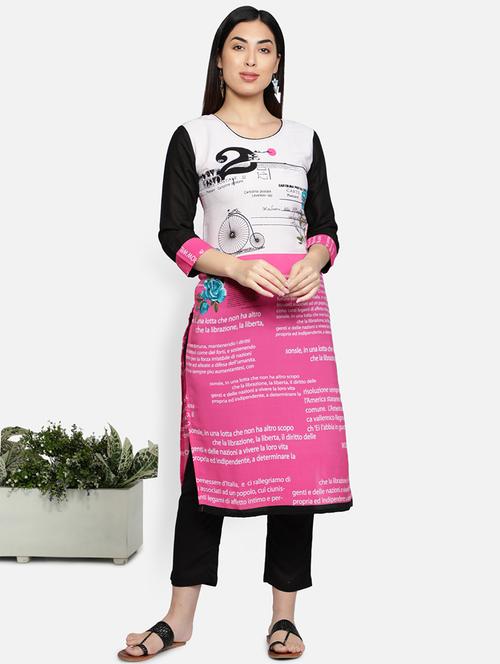 round neck printed straight kurta - 21100368 - Very Small Image - 1