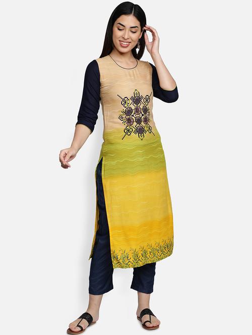 women round neck straight kurta - 21100418 - Very Small Image - 1