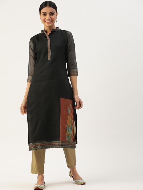 women three quarter sleeves flared kurta - 21100540 - Very Small Image - 1