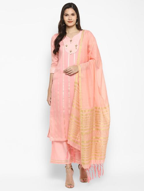 women pink kurta palazzo set with dupatta - 21100739 - Very Small Image - 1