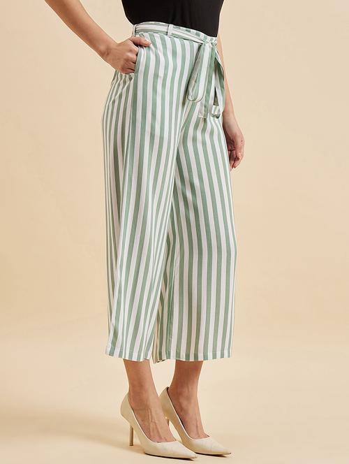 green striped viscose palazzo - 21102112 - Very Small Image - 1