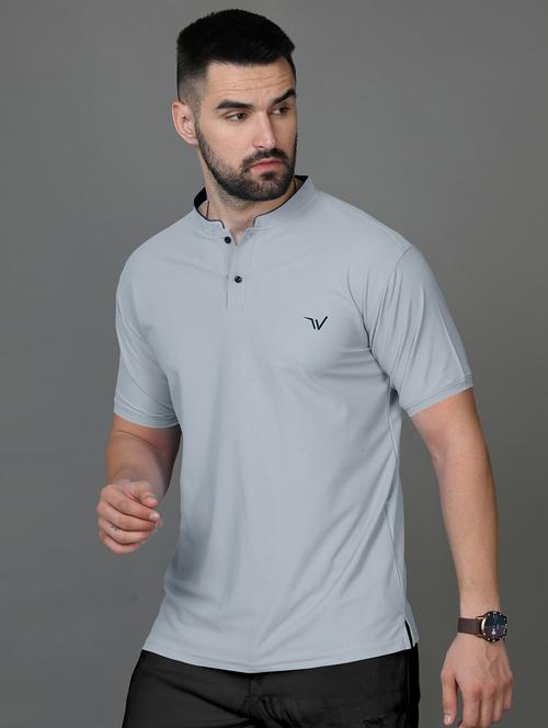 men solid grey casual t-shirt - 21102325 - Very Small Image - 1