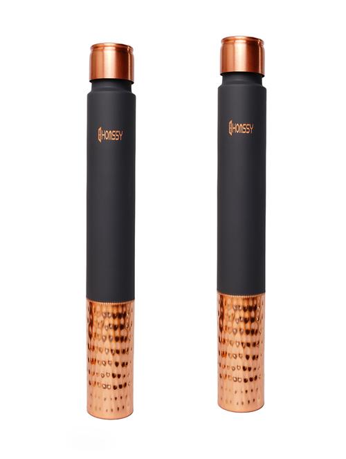 homssy hammred pure copper water bottle with leak proof lid, premium silicone coating (950 ml) grey pack of 2 - 21102581 - Very Small Image - 1