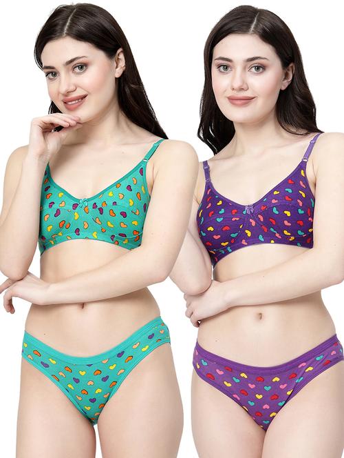 pack of 2 printed bra and panty set - 21104133 - Very Small Image - 1