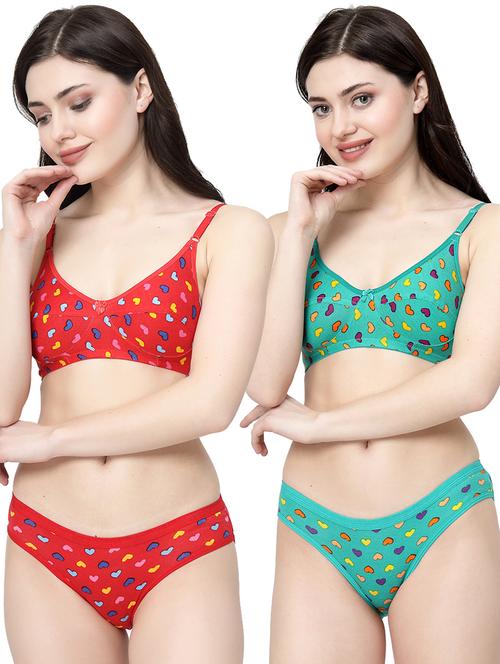 pack of 2 printed bra and panty set - 21104138 - Very Small Image - 1