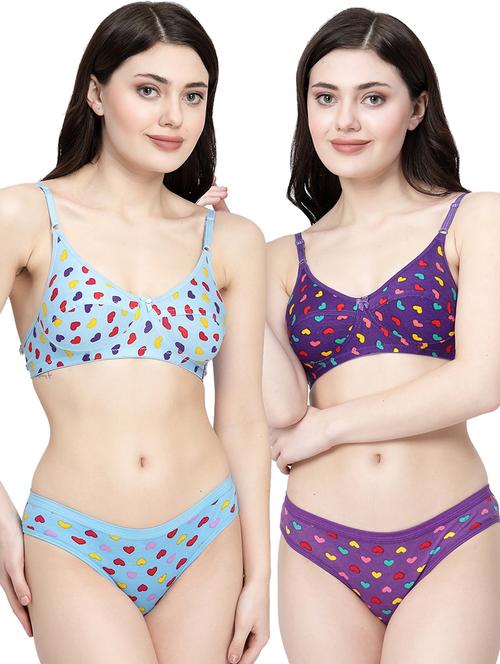 pack of 2 printed bra and panty set - 21104145 - Very Small Image - 1