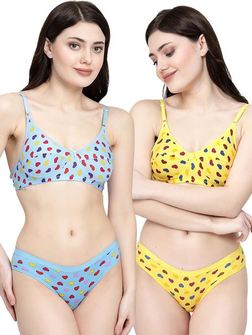 pack of 2 printed bra and panty set - 21104146 - Very Small Image - 1