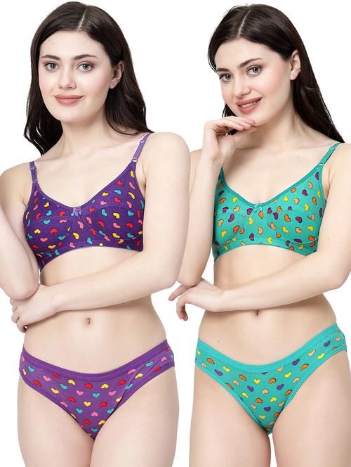 pack of 2 printed bra and panty set - 21104150 - Very Small Image - 1