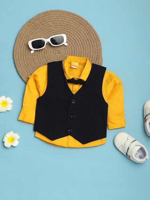 kids solid gold yellow shirt with jacket - 21104200 - Very Small Image - 1