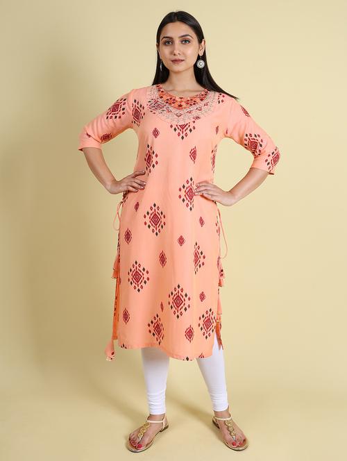 women three quarter sleeve straight kurta - 21104532 - Very Small Image - 1