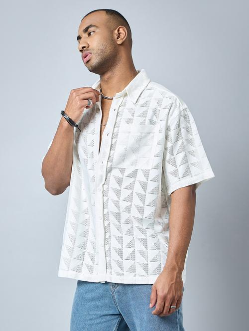off white polyester casual shirt - 21113429 - Very Small Image - 1