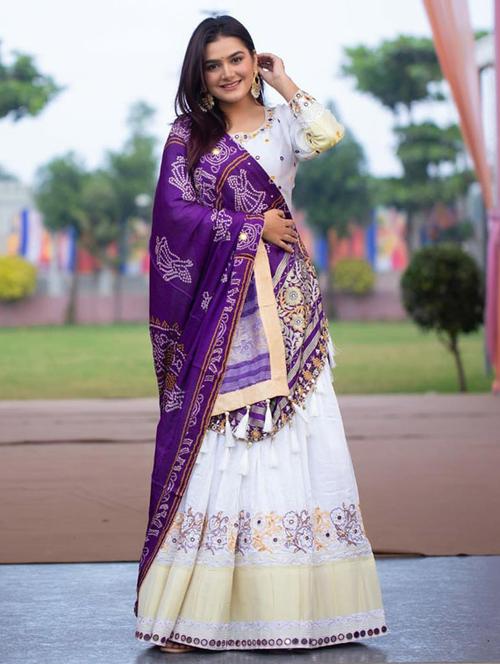 white mirror work detailed lehenga set - 21113464 - Very Small Image - 1