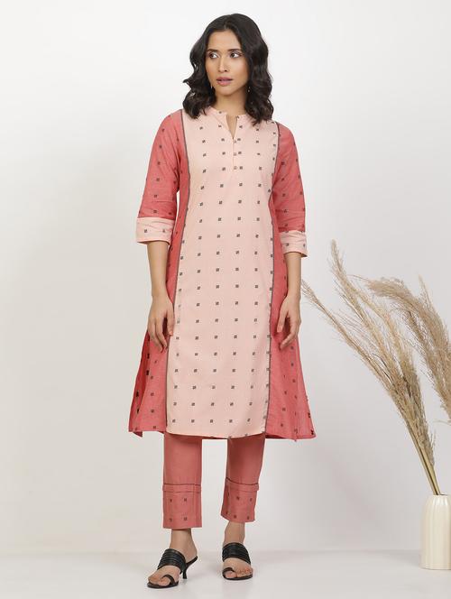 women three quarter sleeve kurta pant set - 21113575 - Very Small Image - 1
