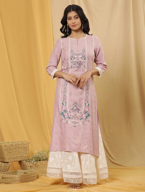 women three quarter sleeve kurta skirt set - 21113576 - Very Small Image - 1