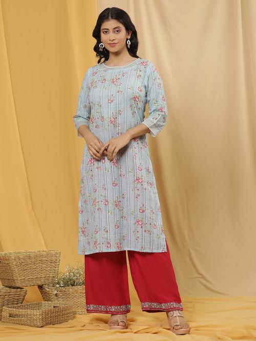women three quarter sleeves kurta palazzo set - 21113581 - Very Small Image - 1