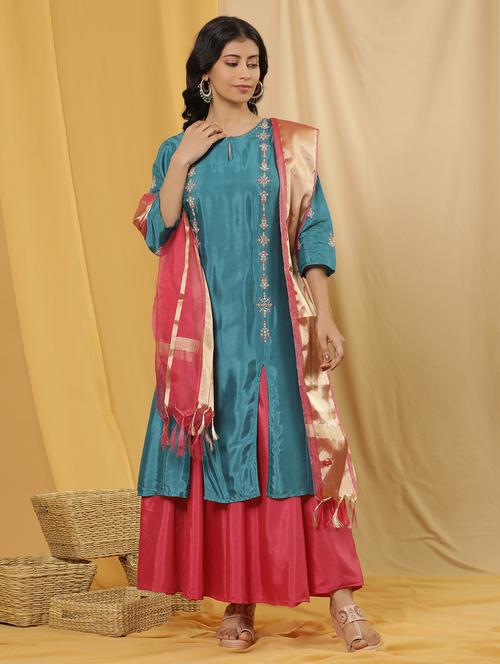 women three quarter sleeve kurta skirt set - 21113626 - Very Small Image - 1