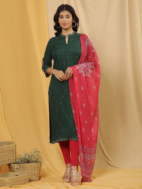women three quarter sleeve kurta legging set with dupatta - 21113652 - Very Small Image - 1