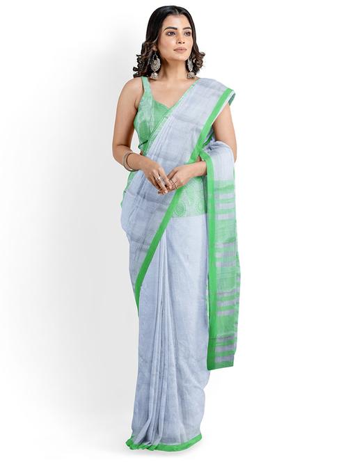 women grey printed saree with blouse - 21116141 - Very Small Image - 1