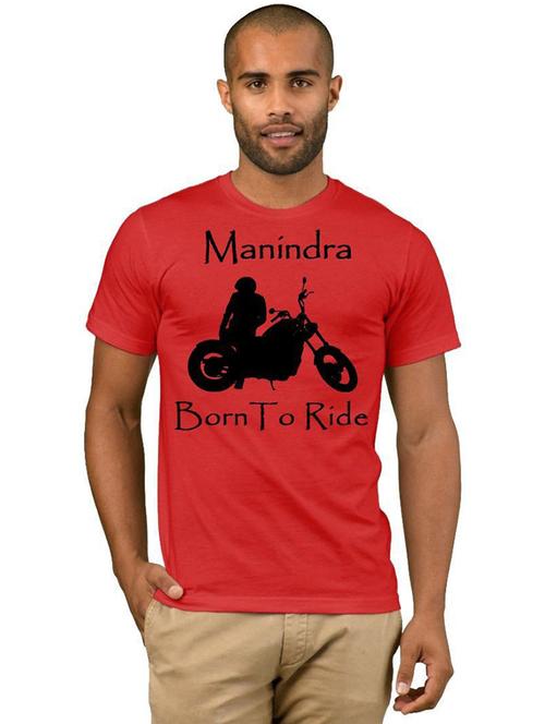 red cotton blend chest print t-shirt - 21123263 - Very Small Image - 1