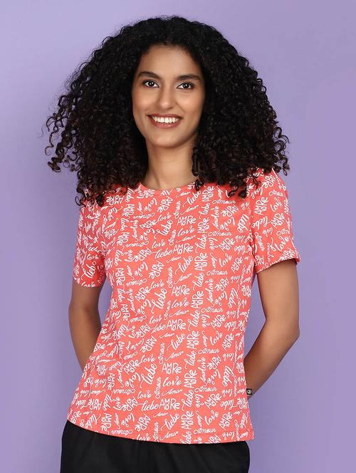 coral cotton regular t-shirt - 21128345 - Very Small Image - 1