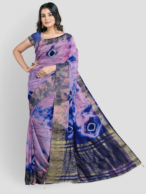 lavender tie & dye saree - 21129265 - Very Small Image - 1