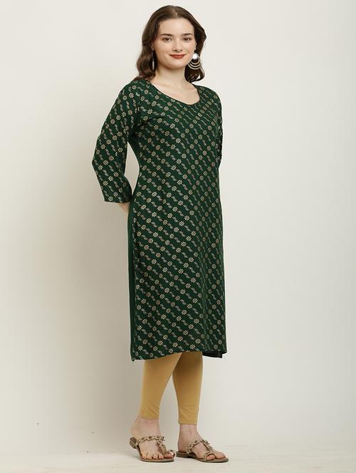 women three quarter sleeve straight kurta - 21129591 - Very Small Image - 1