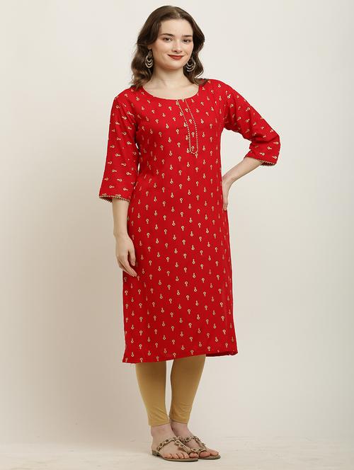 women three quarter sleeve straight kurta - 21129597 - Very Small Image - 1