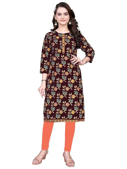 women three quarter sleeve straight kurta - 21129717 - Very Small Image - 1