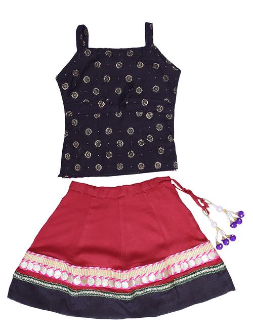 girls printed lehenga choli set - 21129998 - Very Small Image - 1