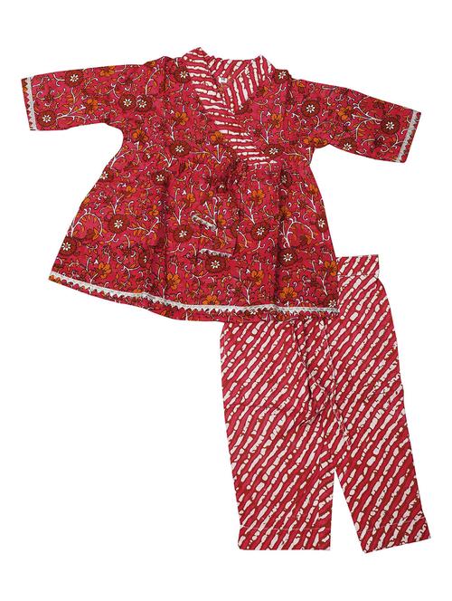 girls floral printed kurta pant set - 21130080 - Very Small Image - 1