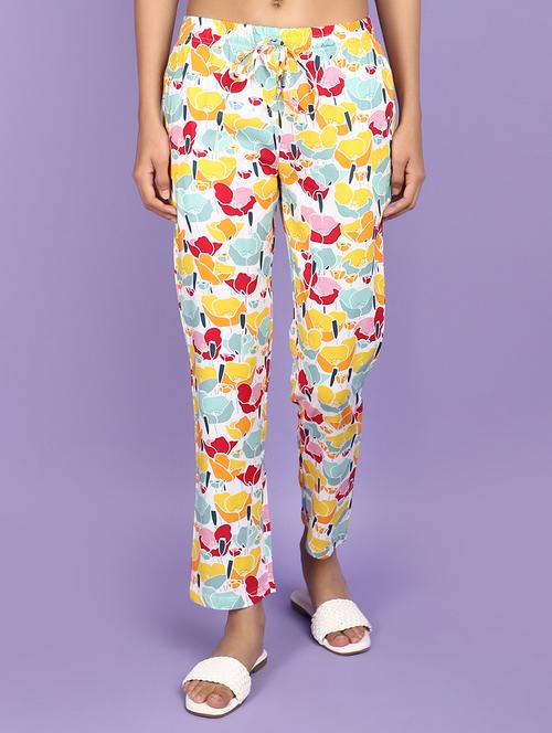 women white rayon pajama - 21130962 - Very Small Image - 1