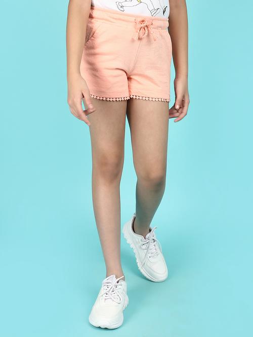 girls peach solids shorts - 21131352 - Very Small Image - 1