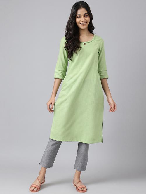 women three quarter sleeve straight kurta - 21131614 - Very Small Image - 1