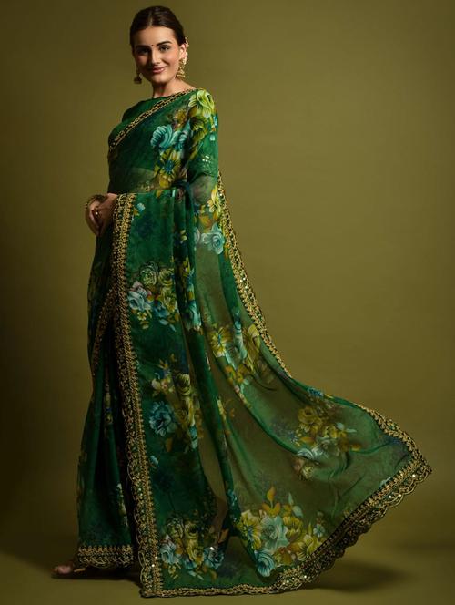 women floral printed saree - 21134347 - Very Small Image - 1
