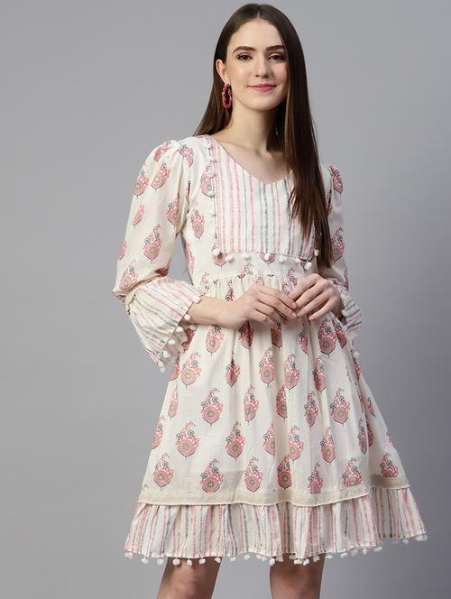 off white printed a-line dress - 21134439 - Very Small Image - 1