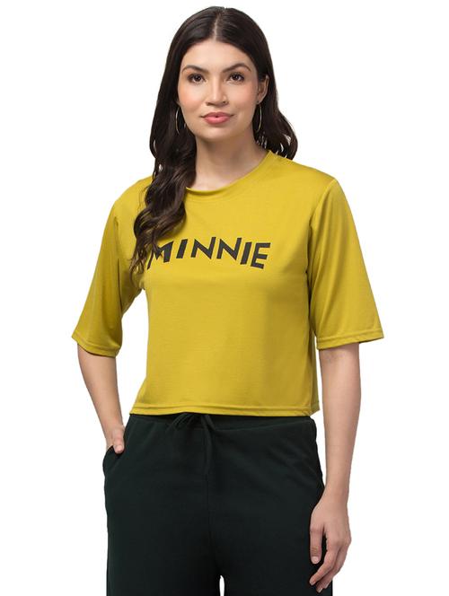 mustard chest printed casual t-shirt - 21136614 - Very Small Image - 1