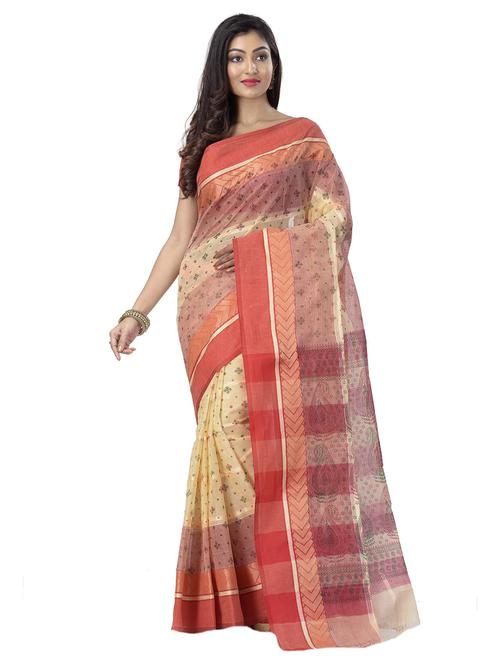 women self design cotton tant saree - 21136919 - Very Small Image - 1