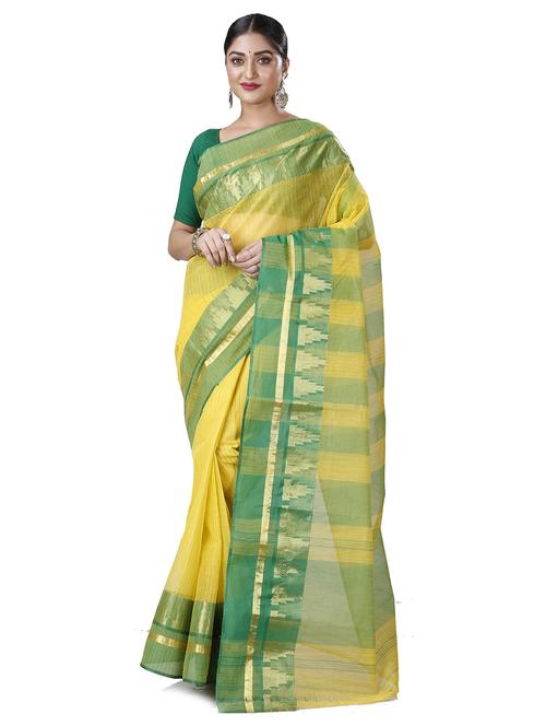 yellow cotton narayanpet saree - 21137203 - Very Small Image - 1