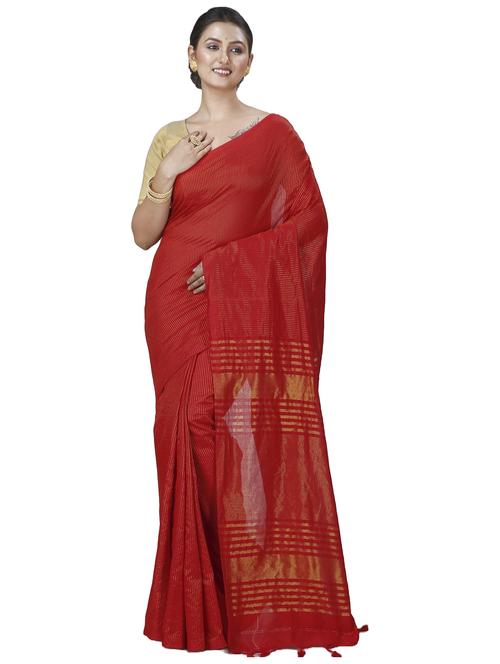 red striped handloom saree - 21137210 - Very Small Image - 1