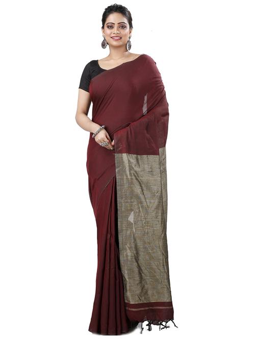 women solid handloom saree with blouse - 21137266 - Very Small Image - 1