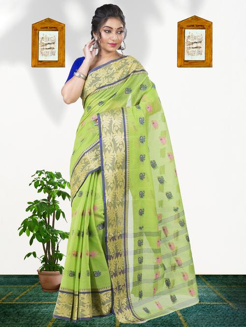 women self design cotton tant saree - 21137303 - Very Small Image - 1